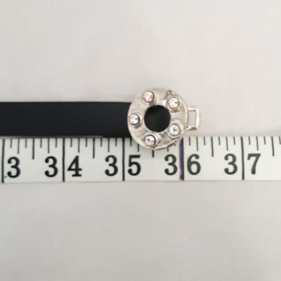 Rhinestone Studded Washer Ring Buckle Skinny Belt Adjustable Medium To Small - Picture 10 of 12